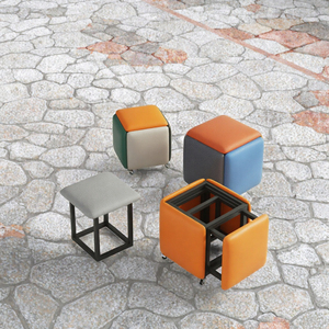Reposapiés y Otomana Redonda de Cuero Moderna 5 en 1 Wayon - con Funda Extraíble para Villa - Almacenamiento para Sala de Estar - Product Image 3