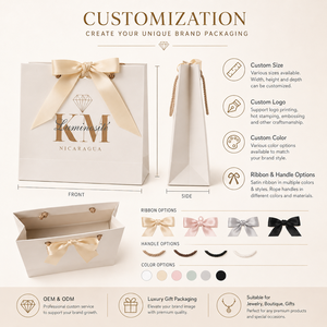 Bolsa de Papel para Joyería Personalizada, Pequeña, de Lujo, Ecológica, Impermeable, con Estampado en Caliente y Asa de Cinta - Product Image 3