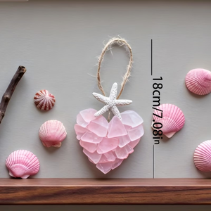 2 piezas de corazón decorativo hecho de vidrio marino rosa para colgar en el Día de San Valentín, 7 pulgadas, perfecto como adorno para primavera y verano - Product Image 2