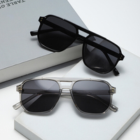 2024 à la mode Double pont luxe carré lunettes de soleil polarisées pour femmes surdimensionné Logo personnalisé cadre lunettes de soleil pour hommes femmes