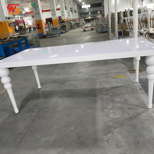 Table de salle à manger rectangulaire personnalisée SMOOTH de 2 m, grande table en métal blanc pour événements de mariage, fêtes, banquets - Product Image 6