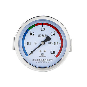 เกจวัดแรงดันแบบหนีบ Y100ZK 0.6Mpa ข้อต่อเกลียวสแตนเลส ใช้กับน้ำมันไฮดรอลิก น้ำ และลม - Product Image 2