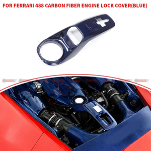 Bule Style Dry Carbon Fiber Engine Lock Cover Cabin <b>Interior</b> Kit for Ferrari 488 OEM Style Engine protection Cover Decoration - Product Image 1