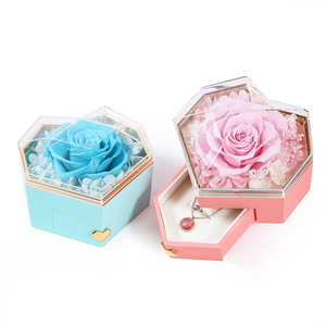 Nuevo producto 2024 regalos del día de San Valentín flor eterna para siempre T rosa en forma de corazón caja de Rosa acrílica para el mejor amigo - Product Image 1