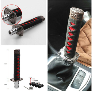 Pomo de Palanca de Cambios Extra Largo Estilo Katana Samurai, Empuñadura de Espada Tejida Negra y Roja, Cabeza de Palanca de Cambios Manual Estilo JDM para Modificación de Coches - Product Image 5