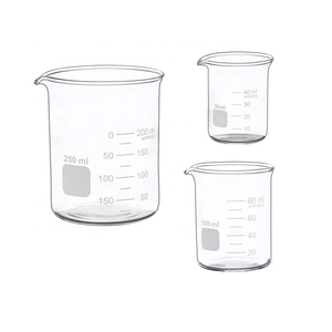 Vaso medidor de vidrio borosilicato de 250 ml, 100 ml, 40 ml con boquilla para uso en laboratorio - Product Image 1