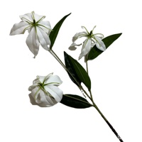 3 Tangkai Bunga Lily Gloriosa Sutra 3D Buatan, Grosir Bunga Palsu untuk Dekorasi Pernikahan, Lorong Pengantin, Latar Panggung, Resepsi