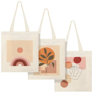 Sacs fourre-tout en toile de coton écologiques pour femmes, à bandoulière, motif lettres, pour usage quotidien, avec logo personnalisé, sac de shopping - Product Image 1
