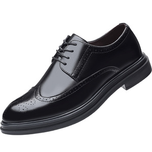 Chaussures habillées en cuir brogue pour hommes, bout rond, à lacets, pour le bureau et la carrière, toutes saisons, couleur unie, semelle extérieure en caoutchouc, semelle intermédiaire en EVA, doublure en PU - Product Image 4
