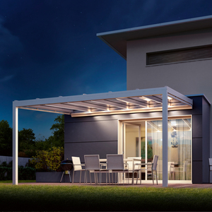 Pavillon en aluminium à persiennes rotatives électriques, pergola intelligente à vitesse réglable avec lampe LED extérieure - Product Image 5