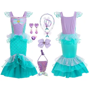 Niñas Sirenita Ariel Princesa Cosplay Disfraces Para Niños Bebé Niña Sirena Vestido Niños Ropa de Halloween