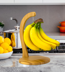 Totally Eco-Friendly Tropical Style Banana Holder Wooden Standing Banana Stand Hanger Countertop Fruit <b>Storage</b> - Product Image 2