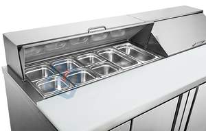 Commercial 60 "salade compteur refroidisseur Style américain en acier inoxydable 2 portes Table de préparation réfrigérateur refroidissement affichage salade - Product Image 3