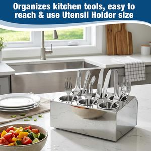 Organizador de Cubiertos de Acero Inoxidable de Gran Capacidad con 6 Compartimentos - Product Image 1