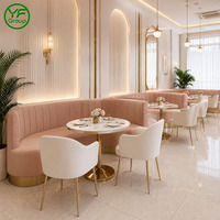 Maßgefertigte Restaurant-Möbel Edelstahl-Basis Rosa Samt-Stoff Sitzbank für Bistro Hotel