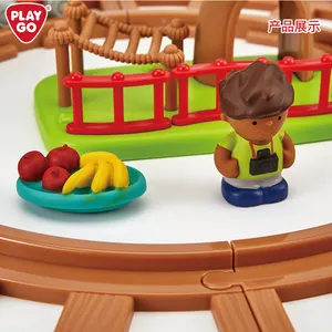 Playgo ZOO RIDE ADVENTURE รถการ์ตูนติดตามและของเล่นรถไฟพร้อมสัตว์และรถไฟ U Nisex