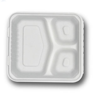 Boîte de canne à sucre biodégradable jetable 100% naturelle compostable conteneur alimentaire en bagasse à clapet - Product Image 5