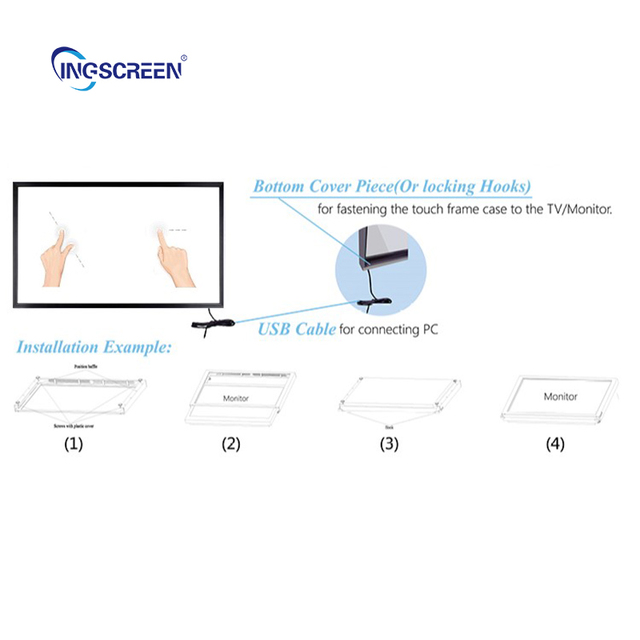 INGSCREEN Wholesale Overlay Multi Touch Kit Infrared 65 Inch Conversion Touch Screen Ir Frame for Laptop TV Interactive Panel