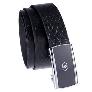 Cinturones de cocodrilo con hebilla automática de aleación de Zinc de alta gama, negros, con logotipo personalizado, venta al por mayor, para hombres - Product Image 3
