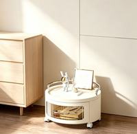 Meuble de rangement à tiroirs multicouches incurvé sans assemblage, couleur crème, avec roulettes, anti-poussière, organisateur de chevet pour chambre à coucher, support pour collations et articles divers