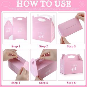 Boîtes de fête pour révélation de sexe, grands dossiers avec poignées, biodégradables, laminage mat pour garçons et filles, <span class=keywords><strong>anniversaire</strong></span> bleu rose - Product Image 3