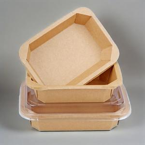 Tapa octogonal desechable biodegradable personalizada, vajilla para llevar, cuencos de papel Kraft rectangulares para alimentos, artesanías de azúcar - Product Image 3