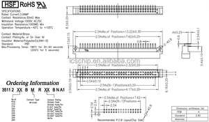 Conector macho DIN41612 2*32P 64P tipo B de 2.54mm con pin angular 9001-31641C00A - Product Image 2