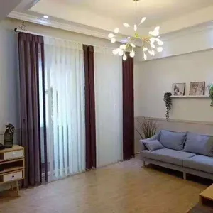 Moda promosyon Translucidus (gölgeleme oranı 1%-40%) oturma odası için saten perdeler