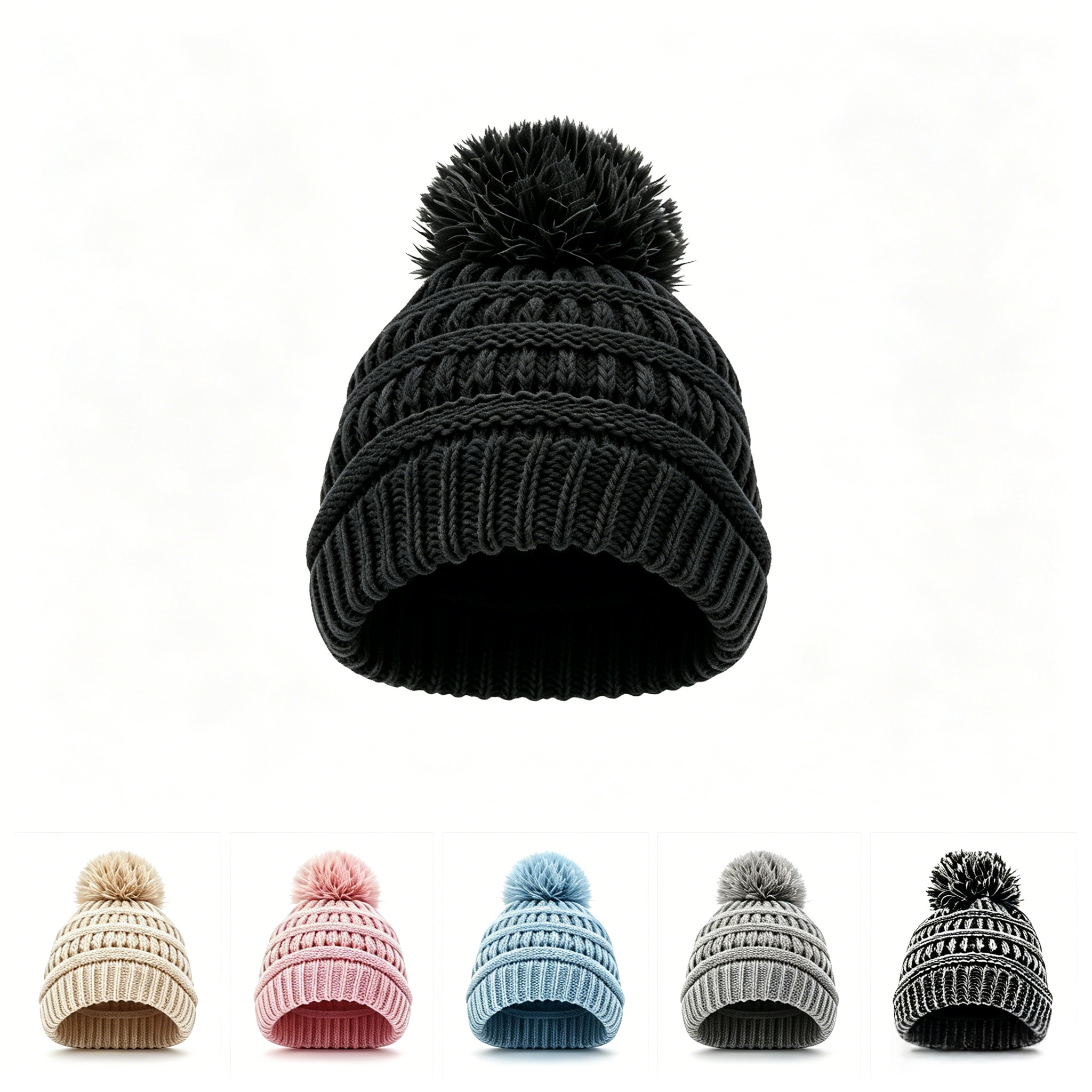 New European And American Fashion Children's Hats, Wool Knitted Hats With Pom-poms, Warm Knitted Hats, Wholesale From Manufactur
