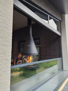 Chimenea <span class=keywords><strong>de</strong></span> diseño personalizado <span class=keywords><strong>de</strong></span> leña para interiores, chimenea en la azotea, decoración <span class=keywords><strong>de</strong></span> cristal envolvente suspendida, chimenea <span class=keywords><strong>de</strong></span> lujo - Product Image 4