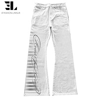 Pantalon en jean évasé LARSUR personnalisé, délavé, imprimé numériquement, en sergé, style streetwear, imprimé DTG DGT, coupe bootcut pour homme