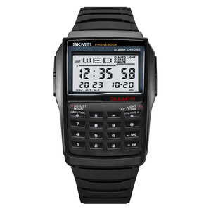 Skmei Digital Watch With Calculator Phonebook Alarm Chrono Men's Electronic Watch Lcd Display Plastic Case Stainless Steel - Product Image 1