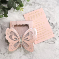 Invitation personnalisée imprimable pour Quinceañera avec des ailes de papillon rose bonbon, invitation enroulée, invitation en boîte pour baby shower