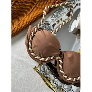 Nouveau <span class=keywords><strong>Maillot</strong></span> <span class=keywords><strong>de</strong></span> <span class=keywords><strong>Bain</strong></span> Sexy Marron Simple 2 Pièces 2026 – Ensemble Tendance <span class=keywords><strong>Dos</strong></span> <span class=keywords><strong>Nu</strong></span> avec Corde Tressée - Product Image 4