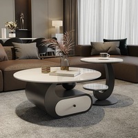 Table basse moderne de dernière génération pour salon, appartement, villa, ensemble de tables centrales, table d'angle ovale en marbre pour la maison