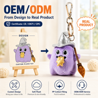 Porte-clés en peluche personnalisable, fabricant OEM, rembourrage en coton PP, broderie, animal en peluche, design de poupée de dessin animé, sur mesure