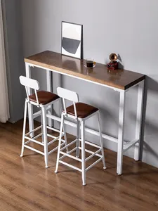 Ensemble de Table et <span class=keywords><strong>chaises</strong></span> de Bar industriel de haute qualité, ensemble de 2 tables de hauteur de Bar de <span class=keywords><strong>cuisine</strong></span> avec tabourets, cadre en acier, vente en gros - Product Image 4
