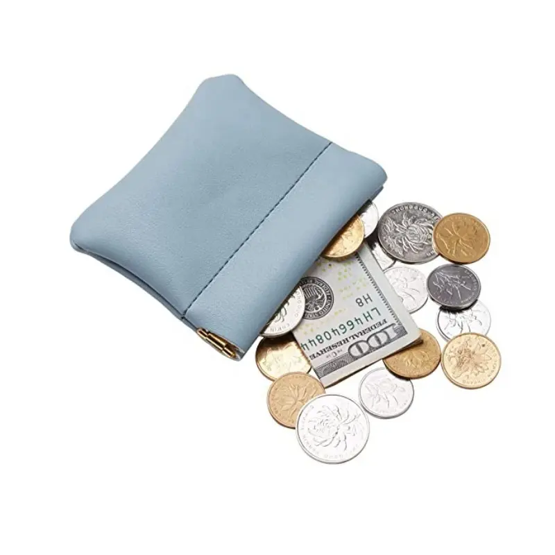 Fashion Custom Style Mini Cards Holder Cute Color Small Storage Squeeze Soft Leather Change Purse For Girls