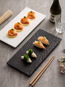 Piatto rettangolare in ceramica per Sushi negozio al dettaglio con piatto piatto di porcellana Color nero opaco piatto da portata Japandi Assiette - Product Image 6