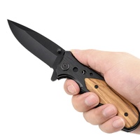 Couteau de poche tactique de survie pliable personnalisé avec manche en bois gravé pour le camping en plein air