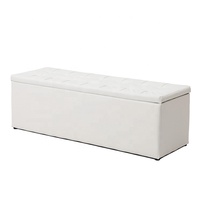 Taburete de asiento tapizado de cuero grande, estante para zapatos, organizador impermeable, banco de almacenamiento plegable, otomana
