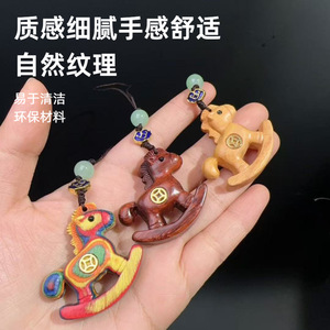 Solid Wood Carved <strong>Horse</strong> Keychain Pendant Mobile Phone Chain Year Of The <strong>Horse</strong> Zodiac Decorative Art Ornament - Product Image 2