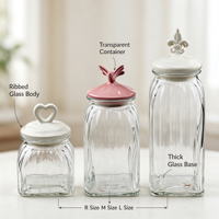 Pot de conservation en verre transparent avec couvercle en céramique, style bohème, design détachable, capacité 0,5-1L, couvercle sans trou pour aliments, comptoir de cuisine
