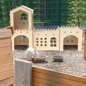Usmilpet Villa di lusso Chateau conigliera grande capacità in legno Cottage artigianale bottone per <span class=keywords><strong>coniglio</strong></span> nano - Product Image 3
