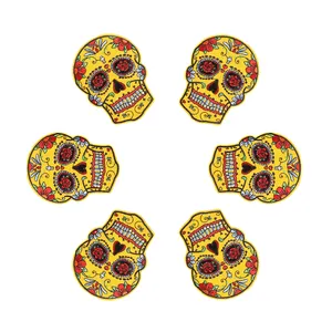 1 insignia bordada de calavera de dibujos animados Punk, parche de planchado DIY para decoración de ropa hecho de tela de chenilla