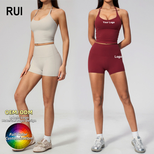 RUIQUWIN OEM Women Plus Size Solid Seamless Fitness Yoga Sets Sports <b>Bra</b> High Waist Gym Shorts 2-Piece Private Label - Product Image 1