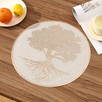 Nouveau set de table et sous-verre en PVC imprimé feuille d'or, 38 cm, à fond solide, imperméable, résistant à l'huile et isolant thermique, le plus vendu