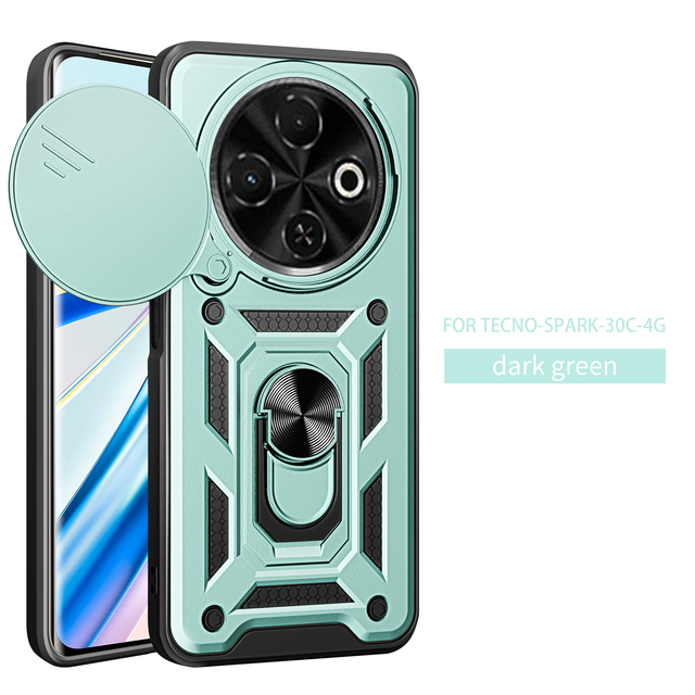 Factory Wholesales Camera and Screen protection Sliding Window TPU PC Anti-fall with Kickstand Phone case for Tecno Spark 30c 4G