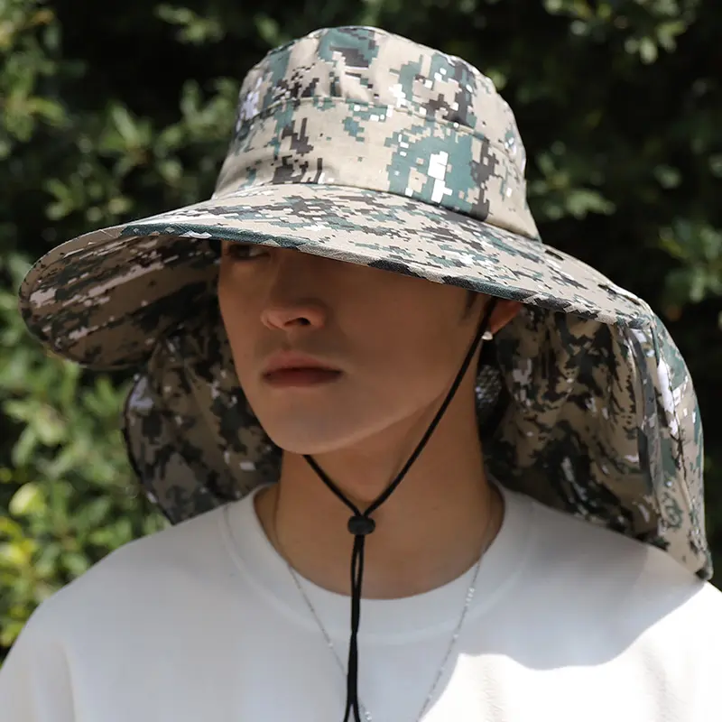 Outdoor Men Women Large Round Brim Sun Block Quick Drying Fishing Hats Summer Sun Cap For Travel Mountain Climbing Bucket Hat