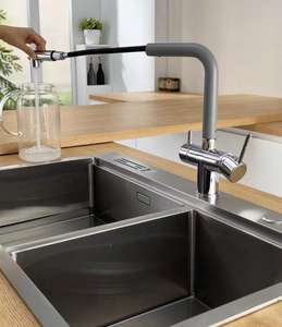 Kommerzielle 3 Wege 3 in 1 Messing Trinkwasser Wasserhahn Filter Küchen spüle Wasserhahn mit Pull Down Sprayer 2 Griffe - Product Image 4